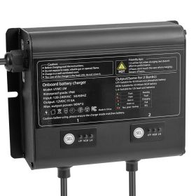 Marine Battery Charger, 2-Bank, 5A 12V Onboard Boat Charger, IP68 Waterproof Smart On-Board Battery Charger, for Lithium-Ion (LiFePO4), NCM