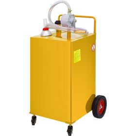 Fuel Caddy, 35 Gallon, Gas Storage Tank on 4 Wheels, with Manuel Transfer Pump, Gasoline Diesel Fuel Container for Cars, Lawn Mowers, ATVs, Boats