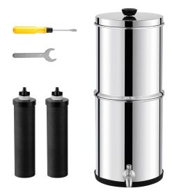 Gravity-fed Water Filter System, 2.25G 304 Stainless-Steel Countertop System, Water Filtration System, Reduces Lead and up to 99% of Chlorine