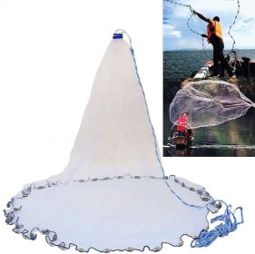 American Saltwater Fishing Cast Net for Bait Trap Fish 3ft/4ft/5ft/6ft/7ft/8ft/9ft/10ft Radius Freshwater Casting Nets with Heavy Duty Real Zinc (Style: 7ft Radius)