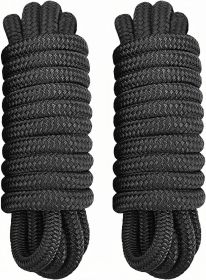 Dock Lines - Marine Grade Nylon Boat Rope with 12" Loop for Docking and Mooring - Double Braided Boat Lines, High Strength, Easy Handling (Color: Black)